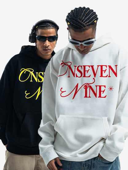 Basic Letter Print Fleece Hoodie 
