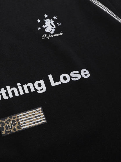 Leopard-Panel Slogan Quick-Dry Long Sleeve Tee