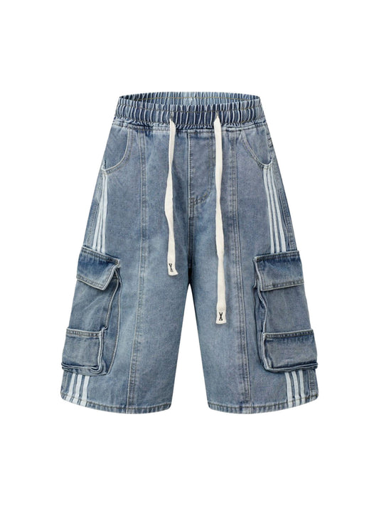 Washed Cargo Denim Shorts 