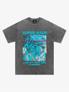 SUPERMADE Blue Art Graffiti Pattern T-Shirt 