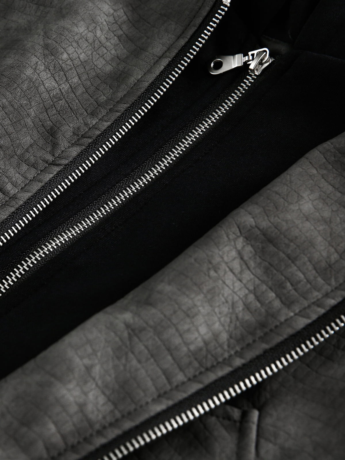 Patchwork Faux Leather Hooded Two-Piece Jacket 