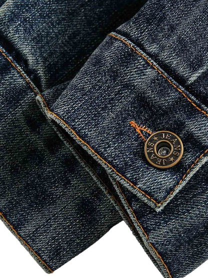 Retro Washed Workwear Denim Hooded Jacket 