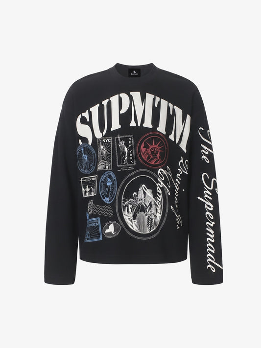 Liberty Stamp Grafik Waffel Langarmshirt