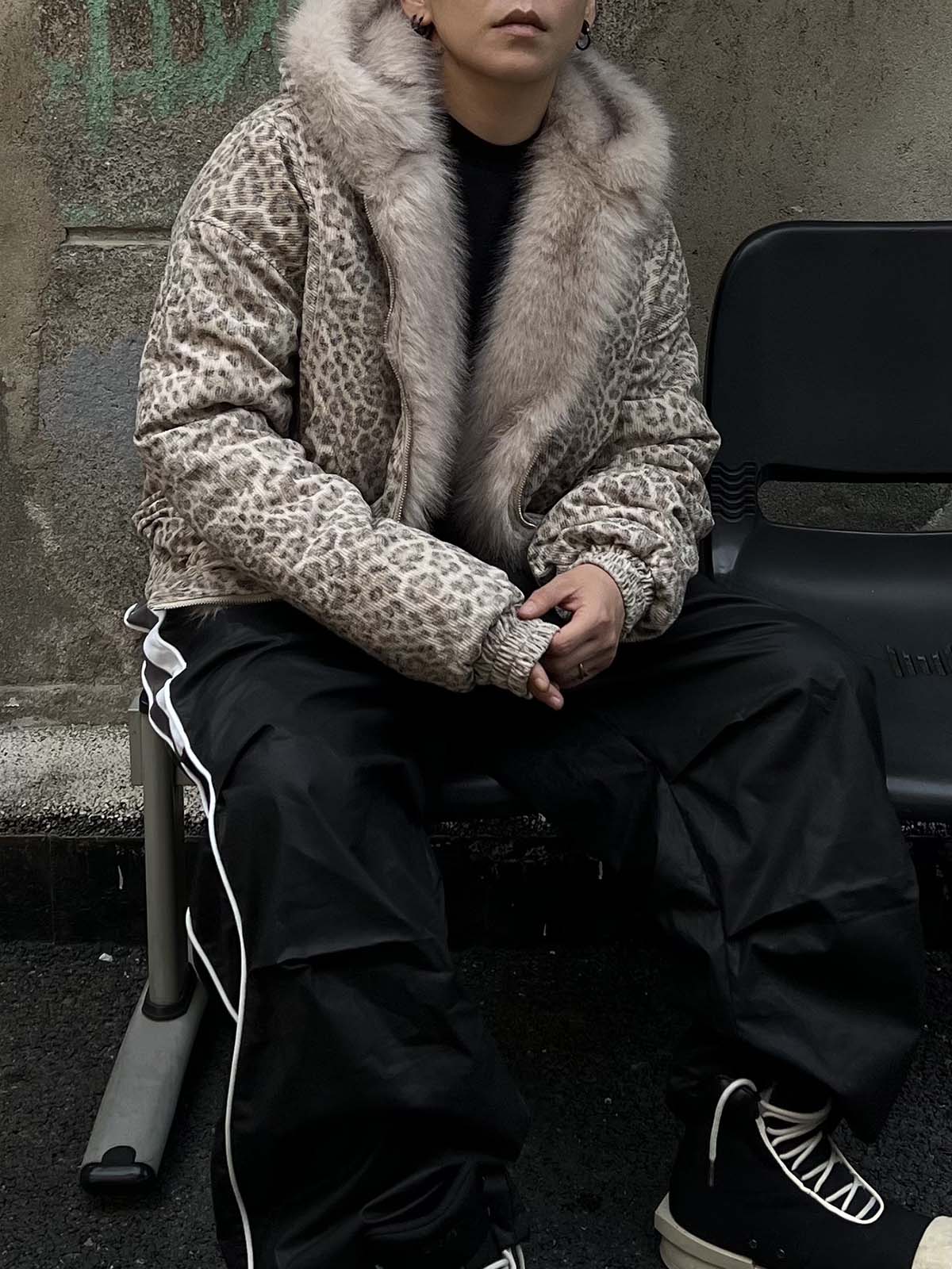 Cheetah Print Mink Fur Hooded Jacket - 2270