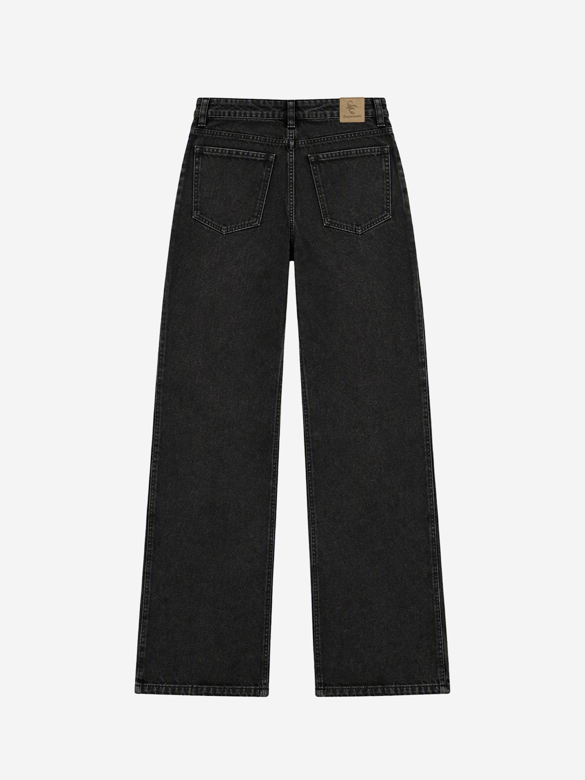 Scorpion Embroidered Pearl-Studded Distressed Straight-Leg Jeans