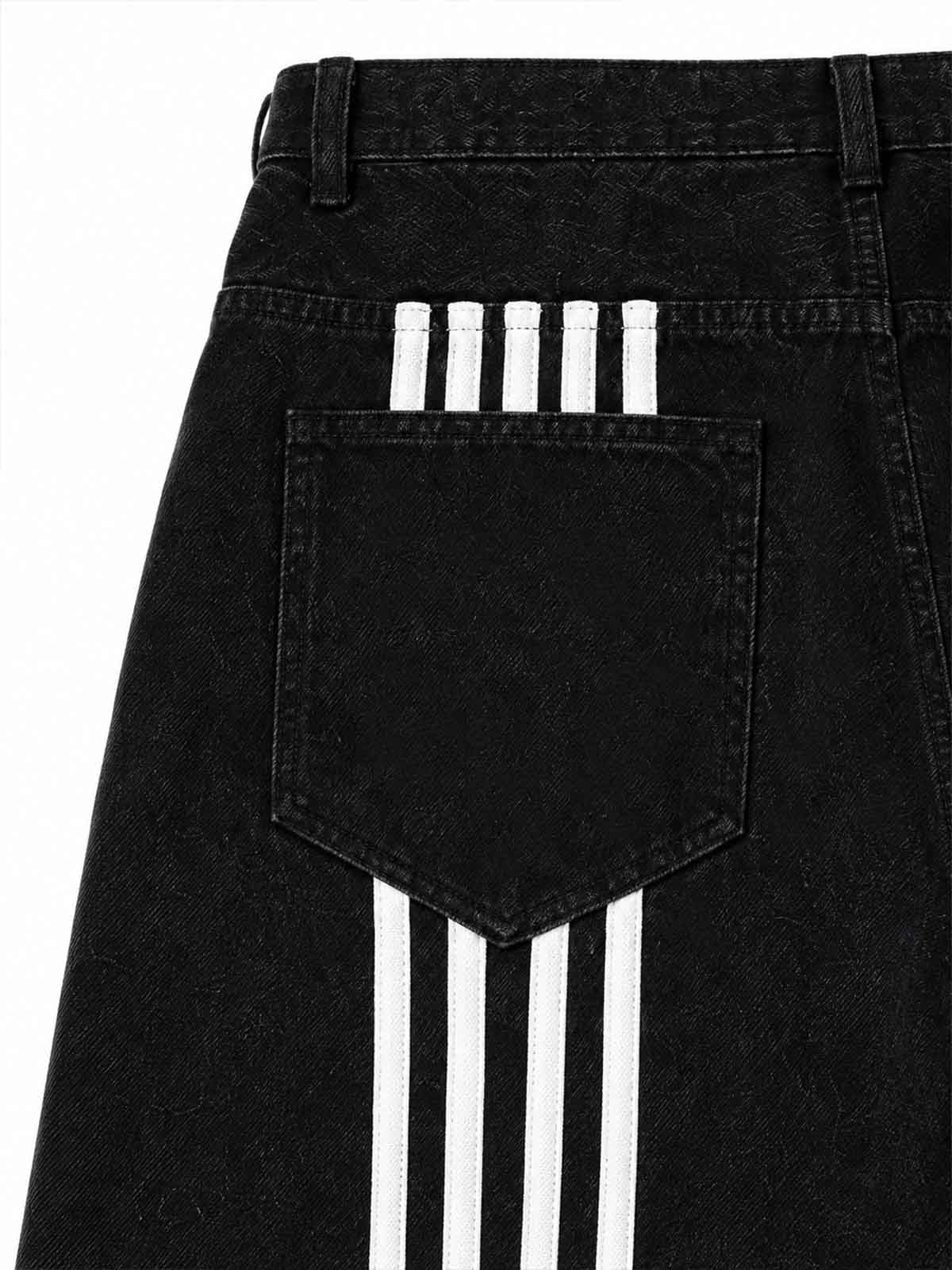Contrast Stripe Panel Baggy Wide-Leg Jeans