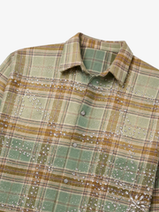 Rhinestone Plaid Long-Sleeve Shirt