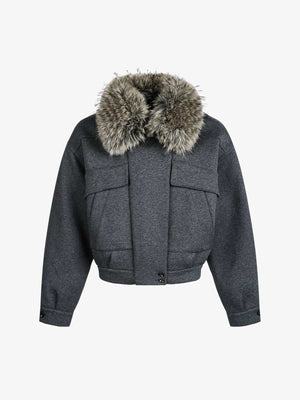 Winter Essential Bomber Jacket with Faux Fur Trimmed Hood 