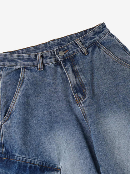 Embellished Wide-Leg Jeans with Unique Decorative Accents 