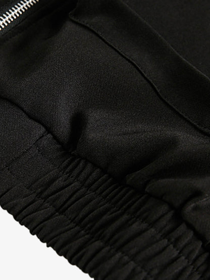 Structured Lapel Zip Front Pocket Jacket