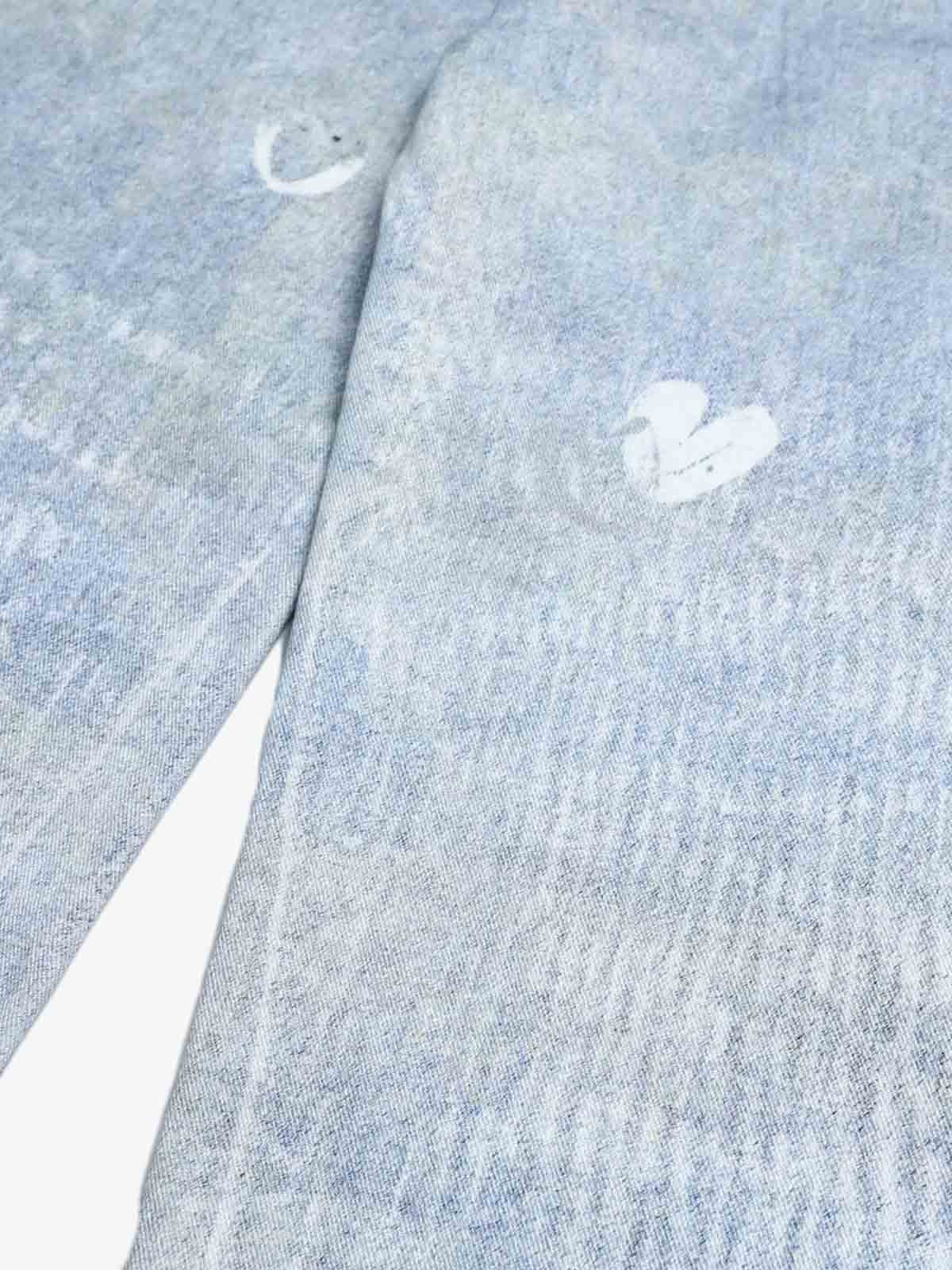 Denim Wide Leg Jeans with Dalmatian Print and Studs, Distressed Design for Streetwear Fashion 