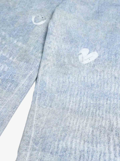 Denim Wide Leg Jeans with Dalmatian Print and Studs, Distressed Design for Streetwear Fashion 