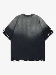 Gradient Washed Ripped Graphic T-Shirt 