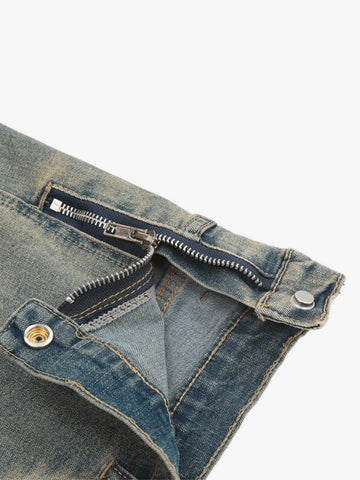 Inside-Out Washed Flared Jeans