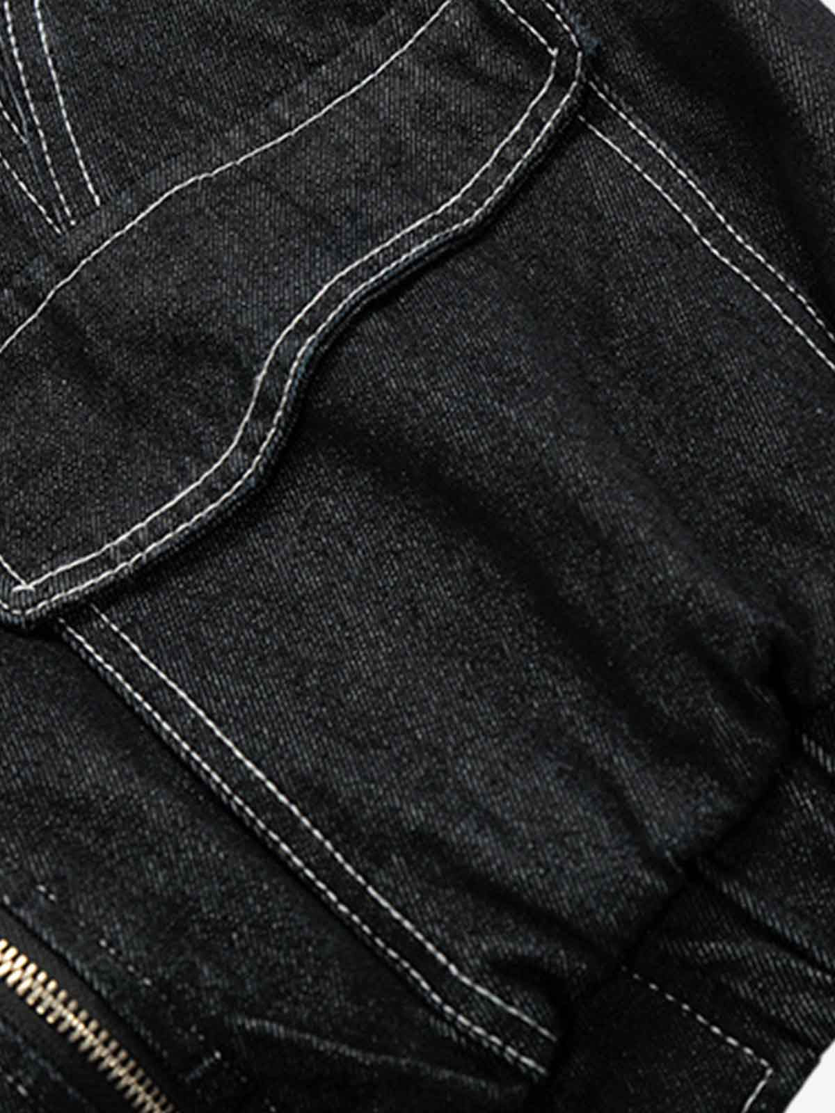 Stylish Denim Bomber Jacket with Faux Fur Collar - Perfect for Casual and Outdoor Wear 