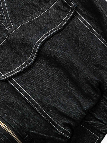 Stylish Denim Bomber Jacket with Faux Fur Collar - Perfect for Casual and Outdoor Wear 