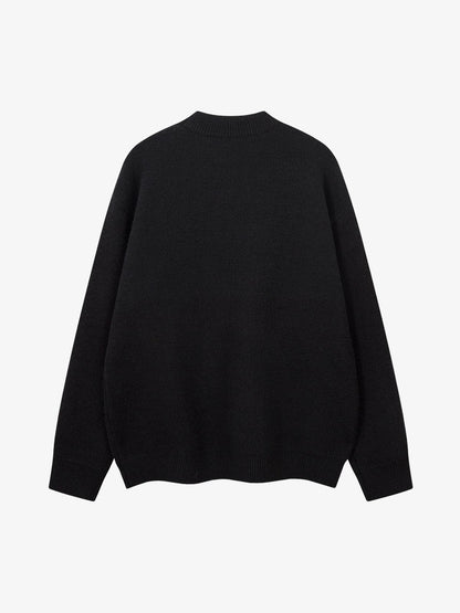 Fuzzy Letter Detail Sweater for Cozy Elegance 