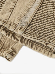 Distressed Raw-Edge Panel Sculpted Wide-Leg Jeans - 2590 
