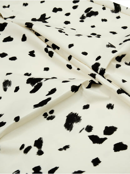 Cow Print Lace Trim Straight Leg Pants 