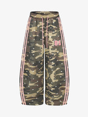 Striped Camo Color Block Wide-Leg Sweatpants