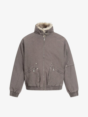 Stylish Winter Bomber Jacket with Faux Fur Collar - Perfect for Cold Weather 