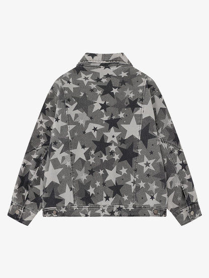 Star-Printed Denim Jacket for Casual and Fashionable Looks 