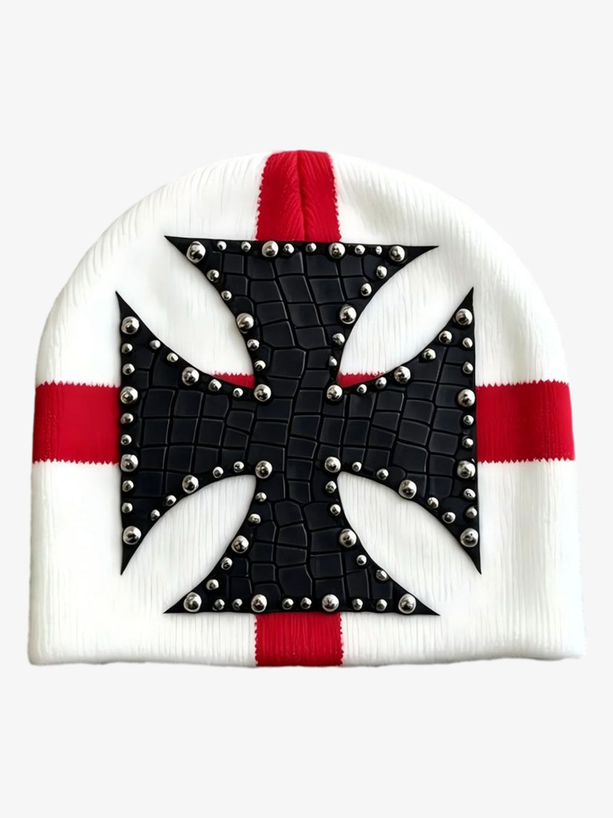 Color Block Studded Cross Gothic Dome Knit Hat