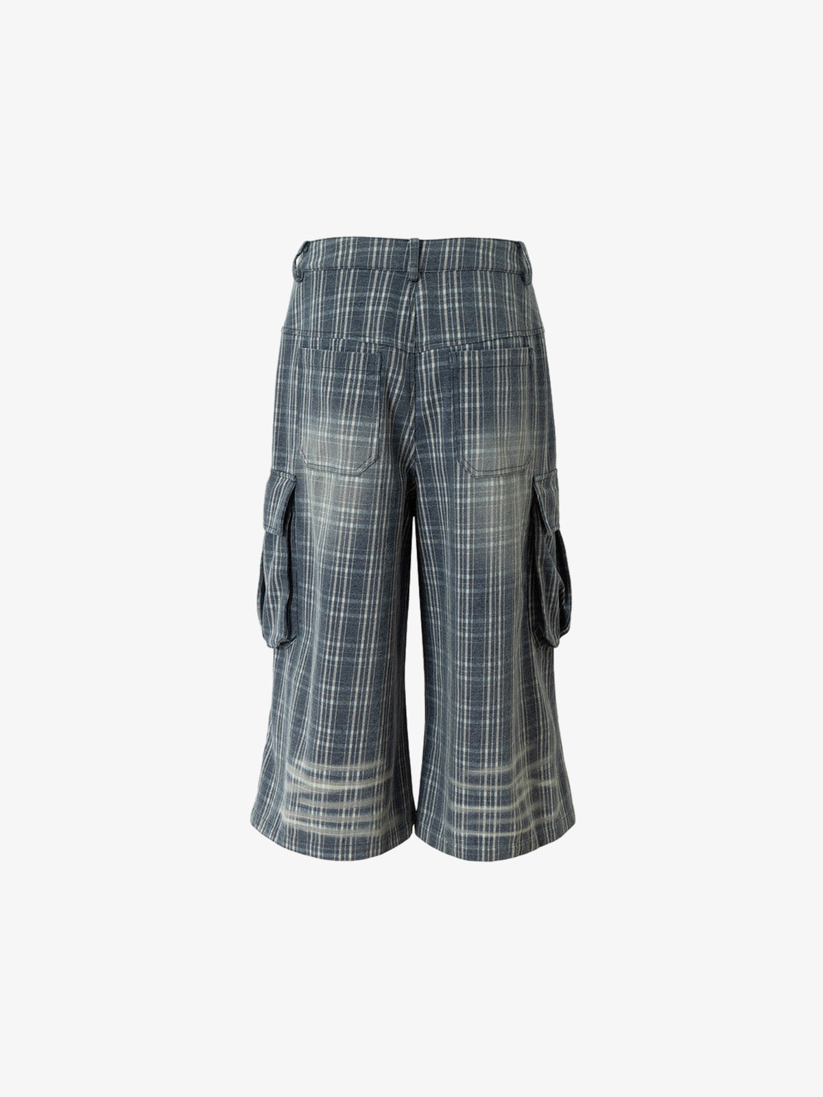 Plaid Cargo Wide-Leg Shorts 