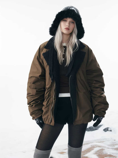 Winter Essential Bomber Jacket with Faux Fur Trimmed Hood 