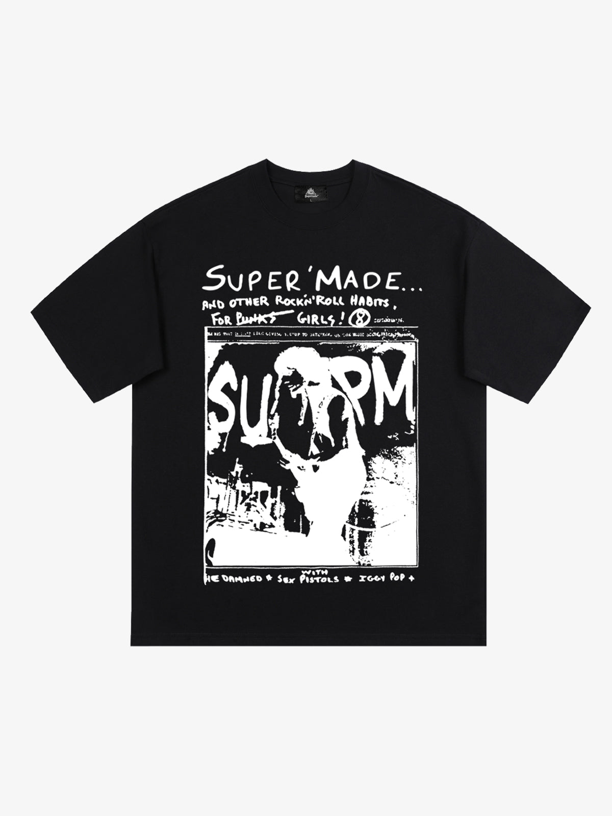 Vintage Washed Punk Graphic Print T-Shirt 