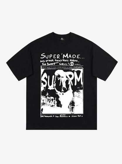 Distressed Sleeveless Crop Top with Barbed Wire Graphic Design 