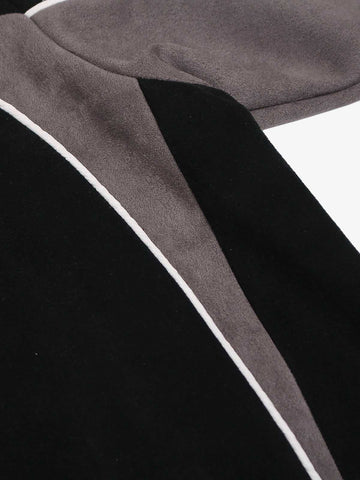 Cotton Blend Oversized Sport T-Shirt with Contrast Panels and Logo Print 