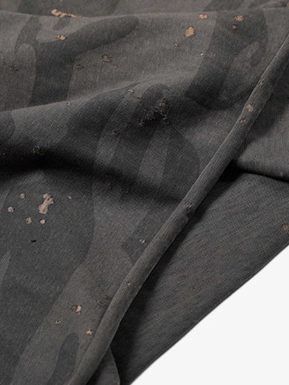 Cotton Blend Camouflage Long Sleeve Shirt with V-Neck and Embroidered Logo for Men and Women 