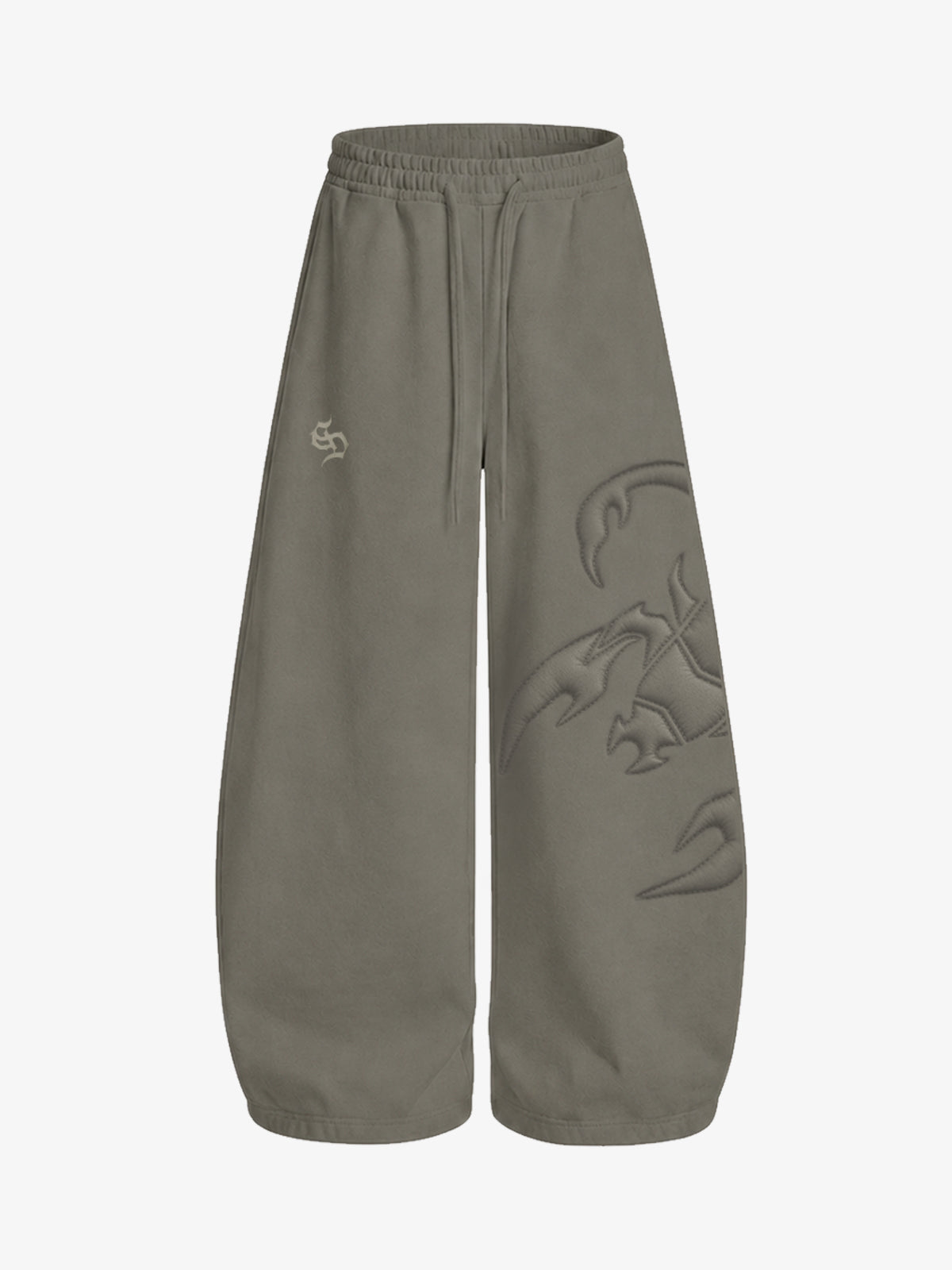 Cotton-Blend Quilted Padded Embroidered Hoodie & Wide-Leg Sweatpants Set