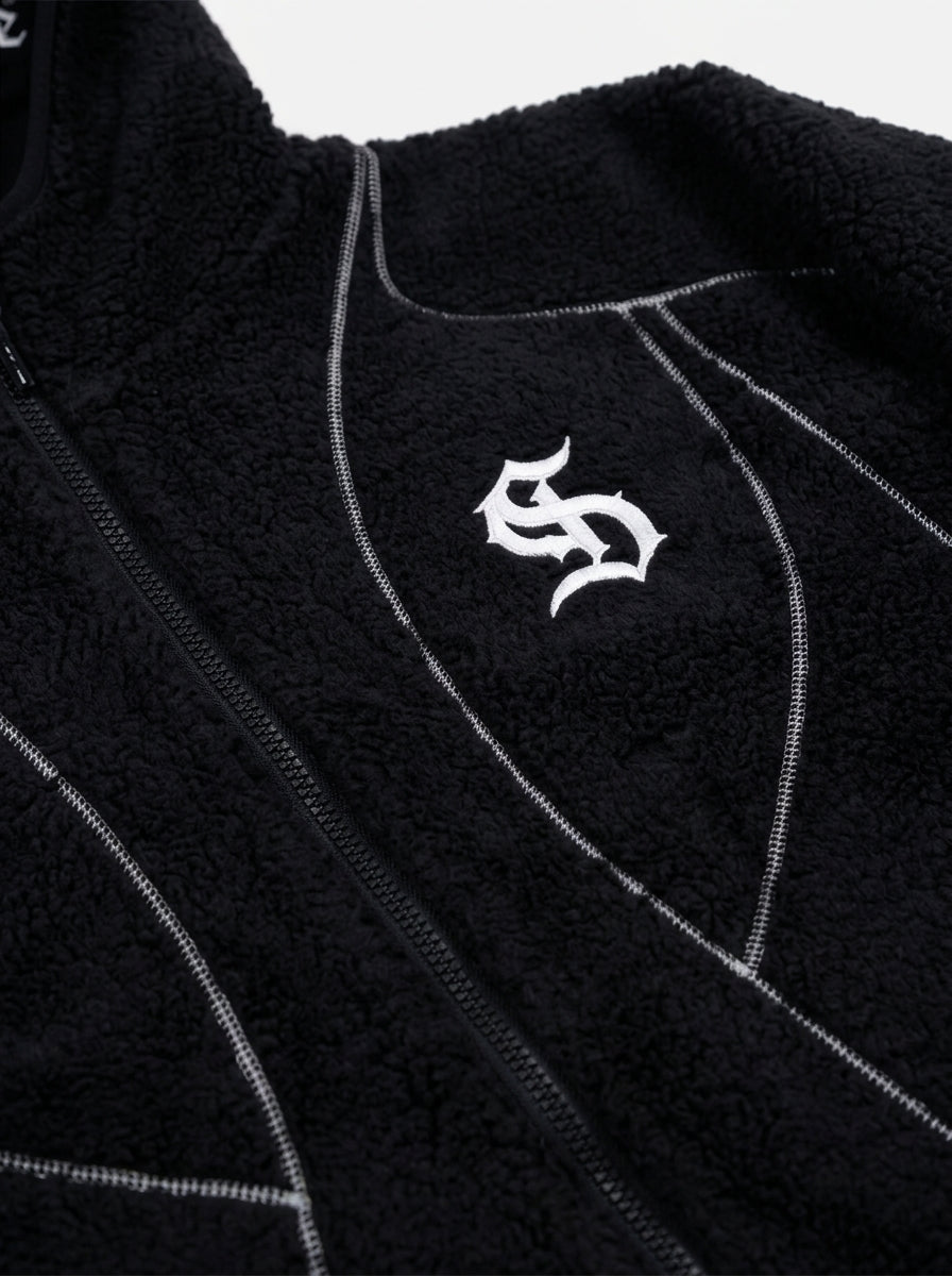 Contrast Stitch Fleece Hoodie Jacket