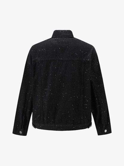 Distressed Sequin Design Denim Jacket 