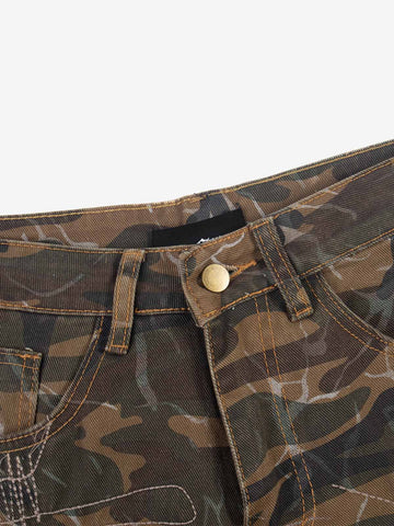 Camo Panel Embroidered Jeans
