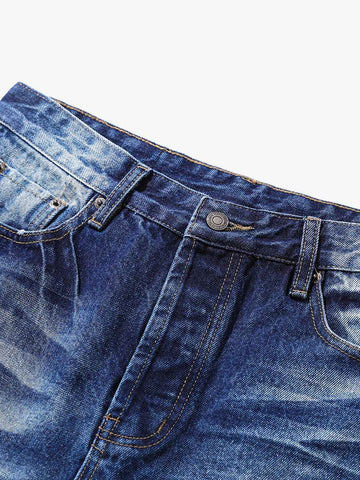 Washed Distressed Wrinkled Dyed Jeans 