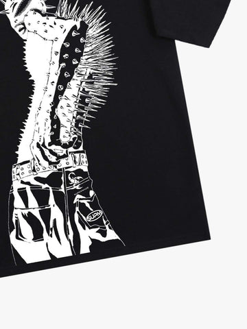 Punk Spiked Graphic T-Shirt 
