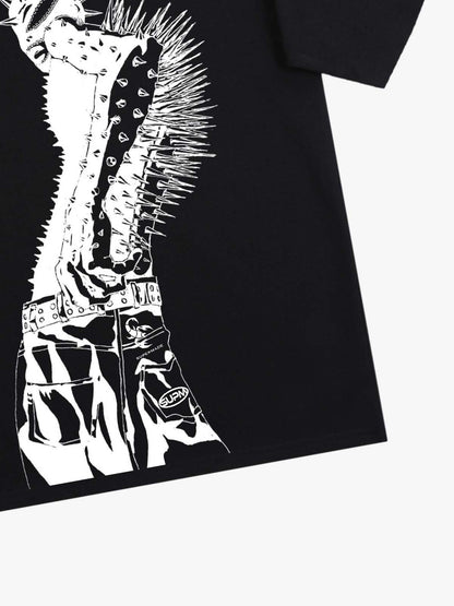 Punk Spiked Graphic T-Shirt 