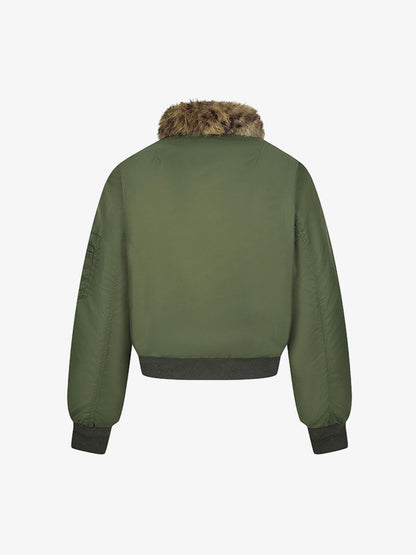 Winter Bomber Jacket with Leopard Fur Collar - Stylish and Warm for Men and Women 