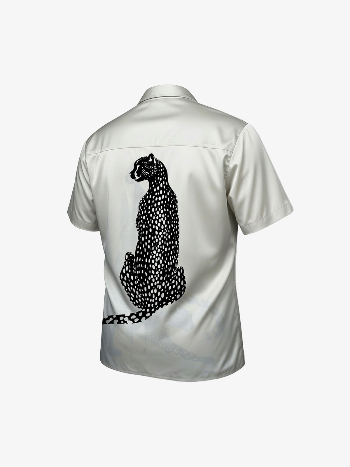 Double Cheetah Graphic Satin Cuban Shirt 