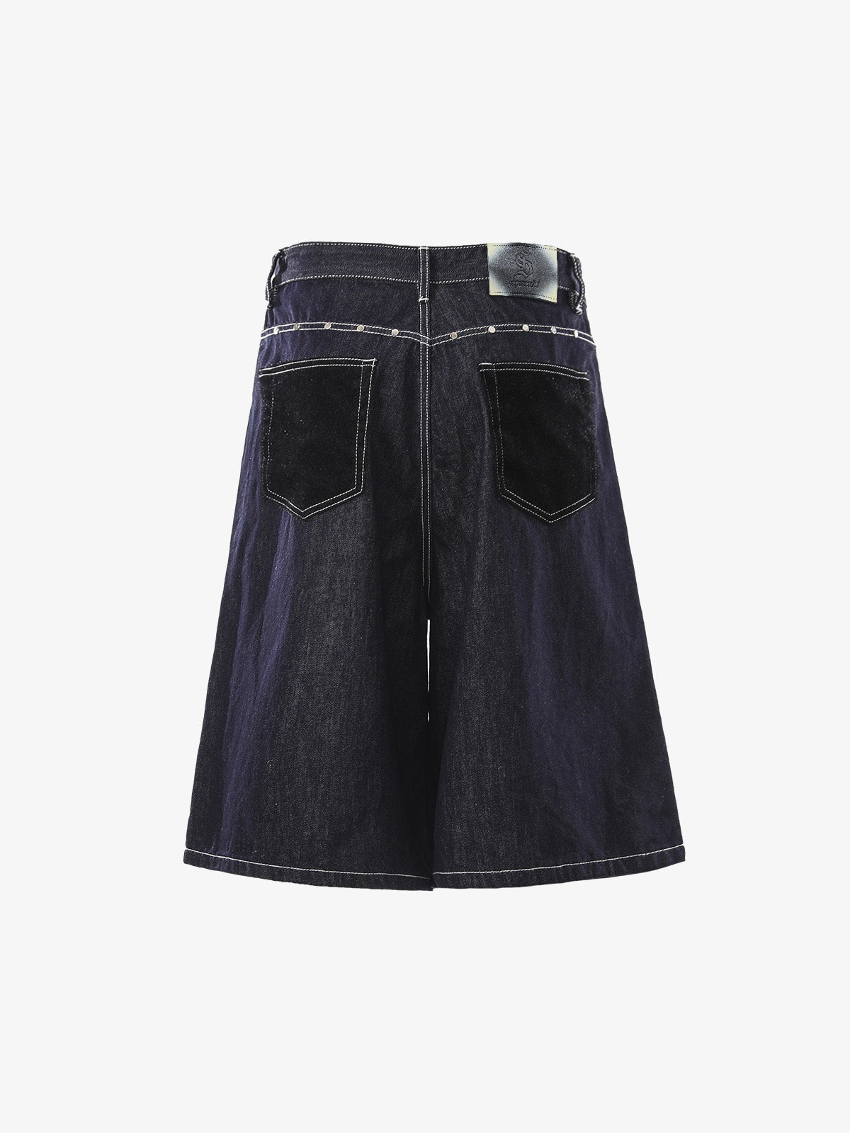 Vintage Contrast Stitch Wide Leg Denim Jorts 