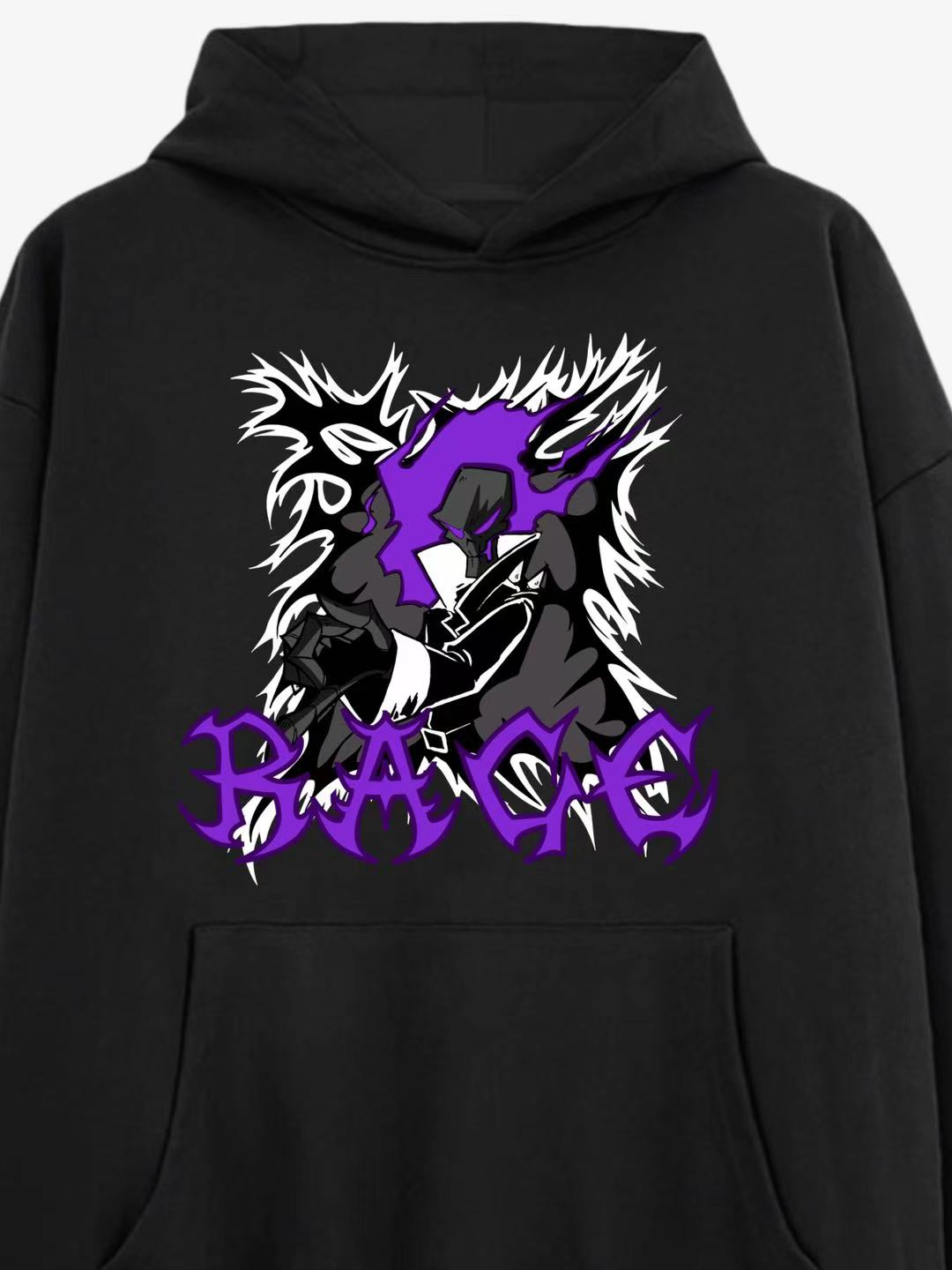 Black With Purple Art Graphic Design Hoodie 