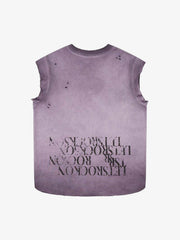 Letter Graphic Spray-Painted Distressed Vest
