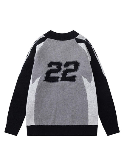 Thesupermade Retro Racing Bomber Sweater Jacket 