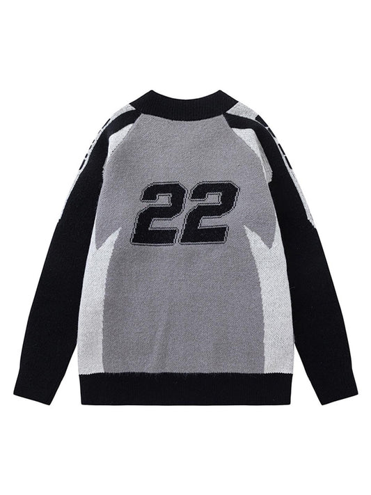 Thesupermade Retro Racing Bomber Sweater Jacket 