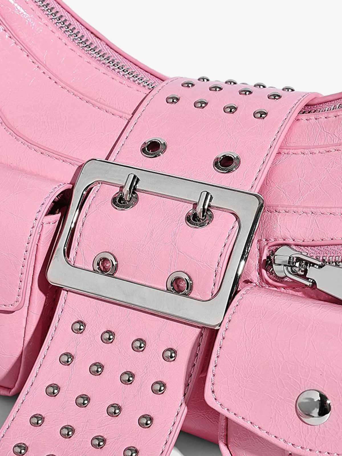 Studded Belt Buckle Shoulder Bag