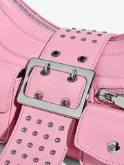 Studded Belt Buckle Shoulder Bag