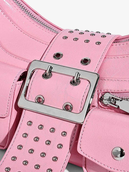 Studded Belt Buckle Shoulder Bag